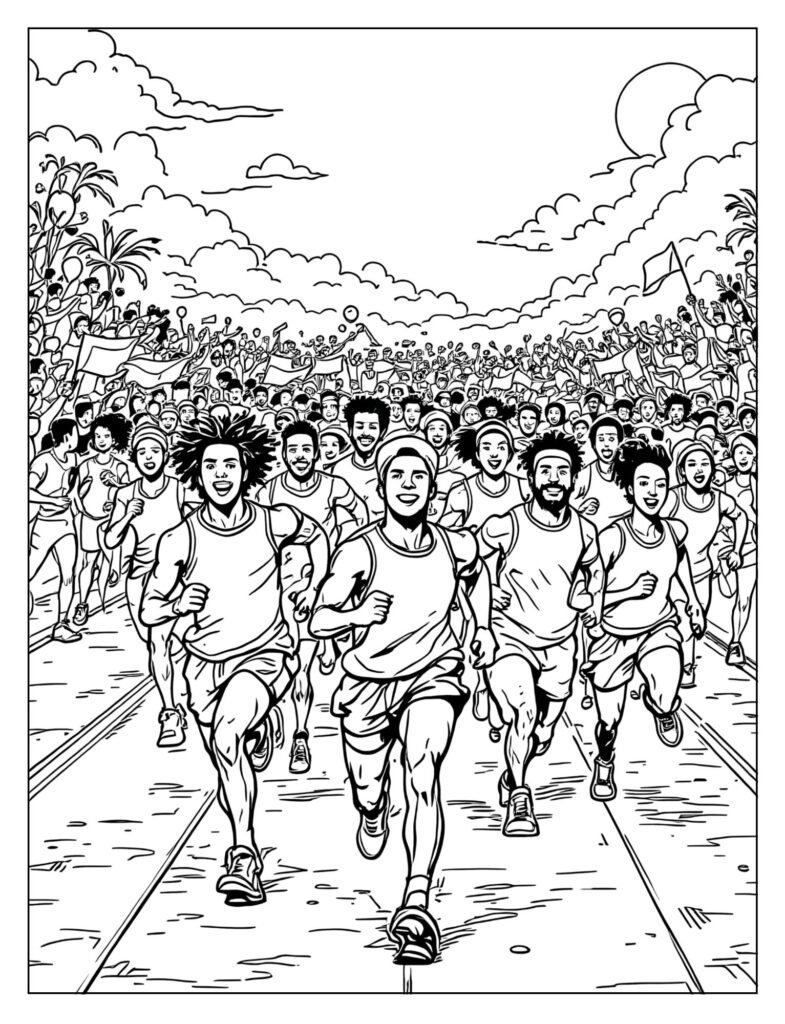 A crowd of many people running in a race.