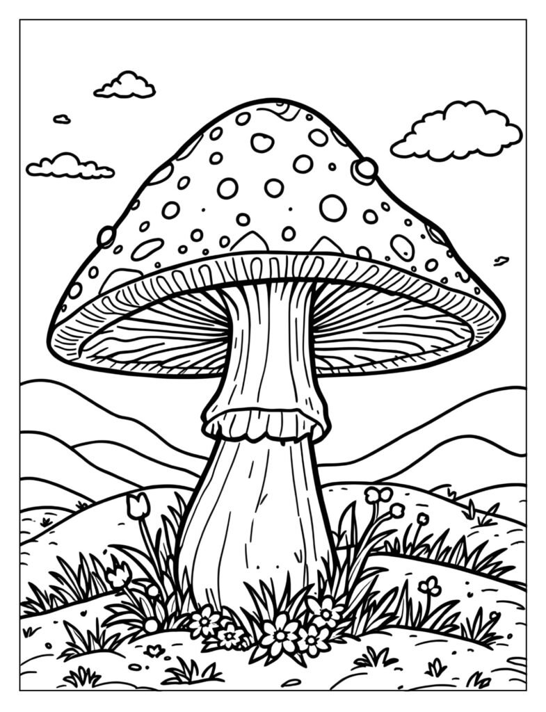 A big and round mushroom with a thick stem.