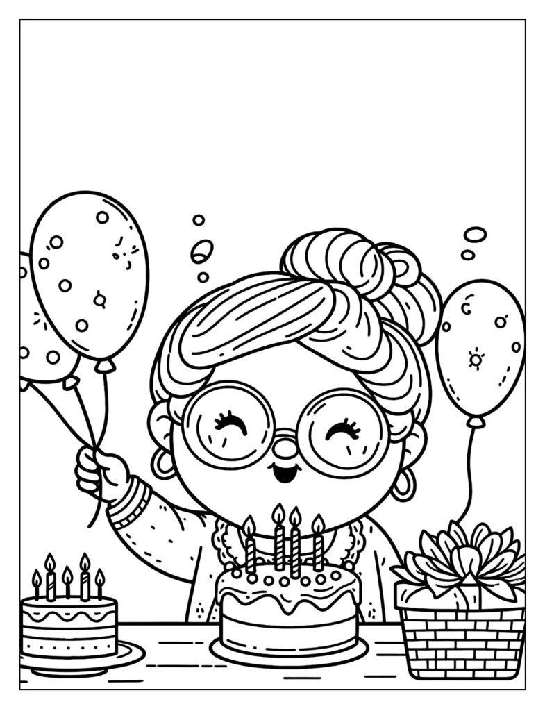 Happy birthday smile for Grandma coloring page