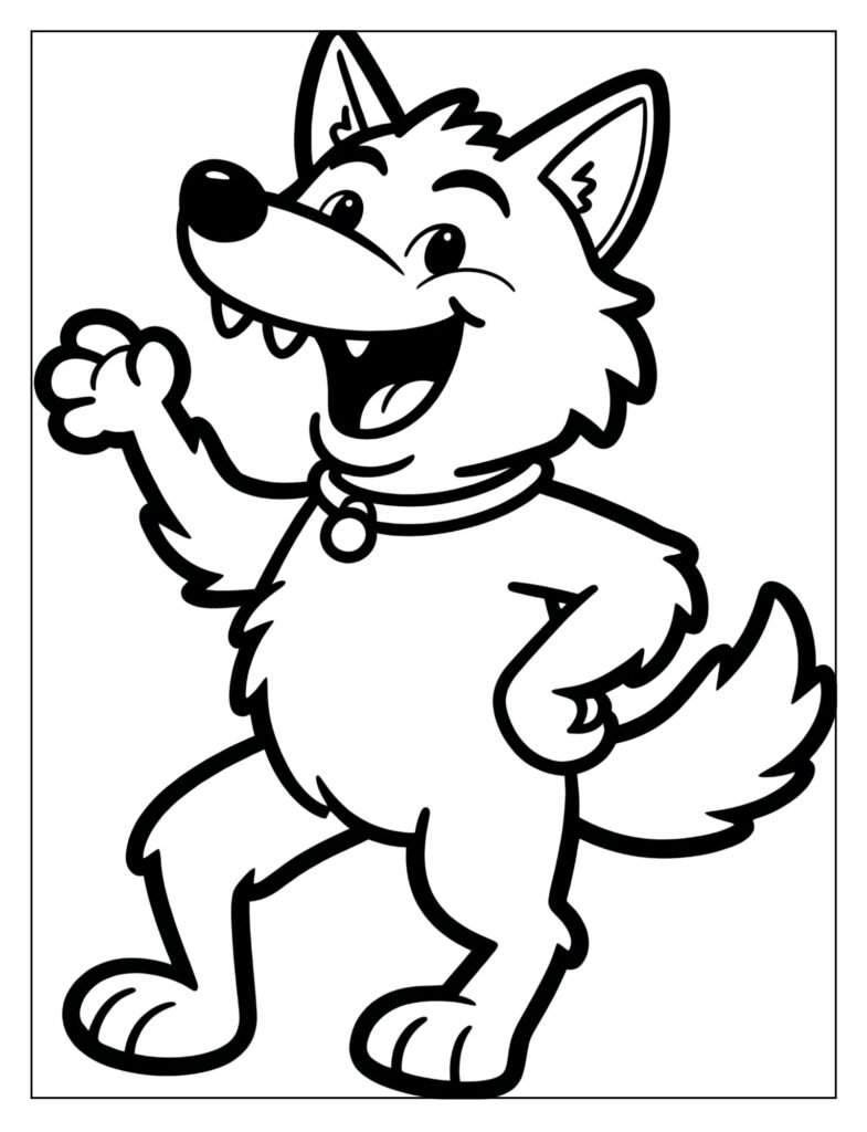 A cute, cartoon-style werewolf with a happy face.
