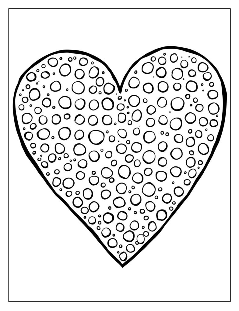 A medium-sized heart completely filled with small polka dots.