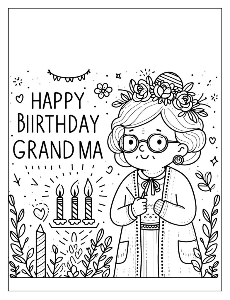 Little treat cake for Grandma's birthday coloring page