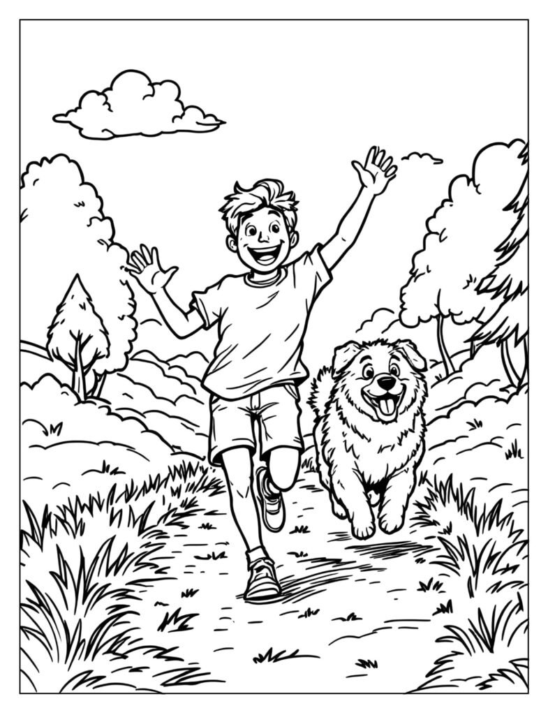 A person running with their dog.