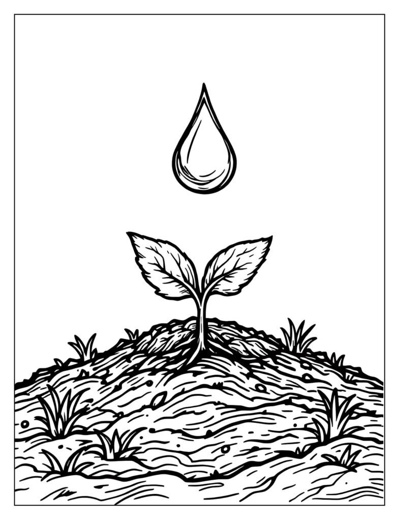 A seed with a big drop of water on it.