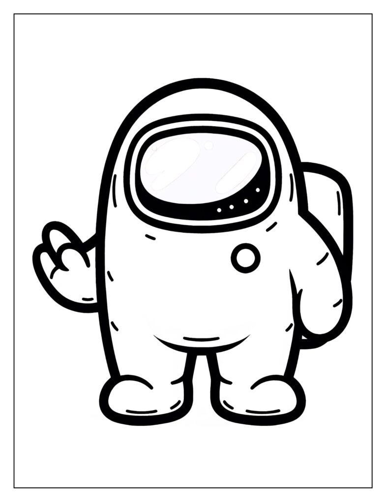   A line art illustration of an Among Us crewmate either entering or exiting a vent, suggesting imposter activity, ready for coloring.