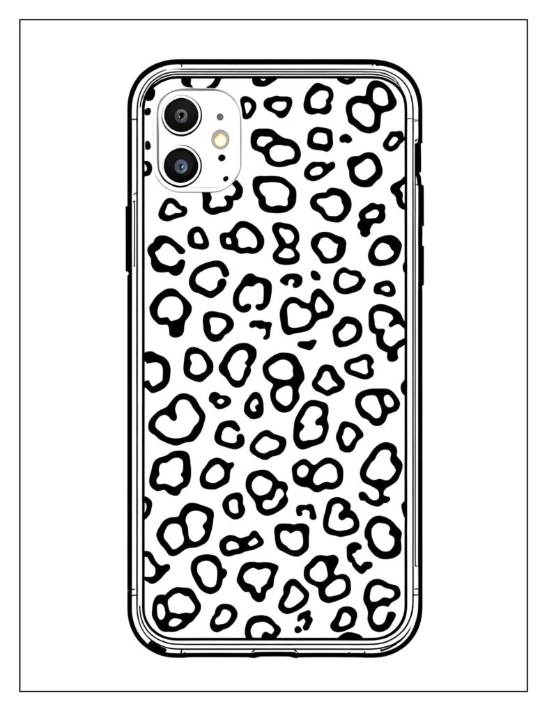 A phone case with an animal print.