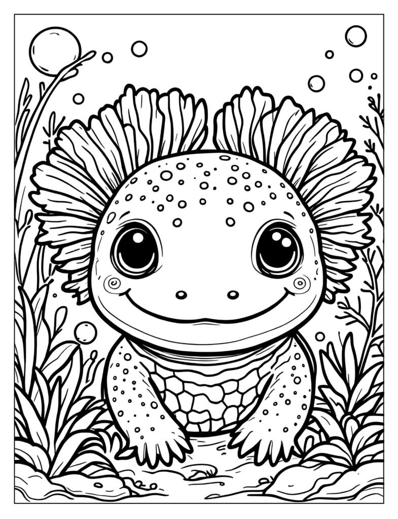 A close-up of an axolotl's face with a focus on its gills and eyes.