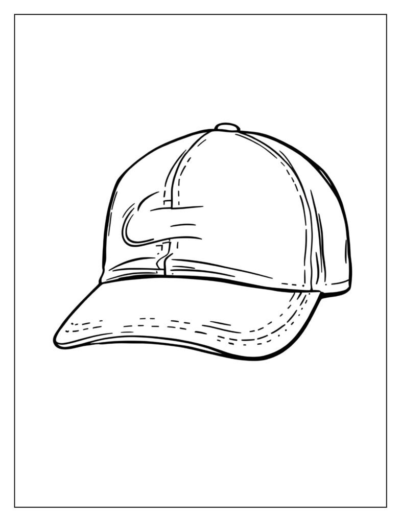 Baseball cap worn backwards, showing the adjustment strap at the front and the brim pointing back.