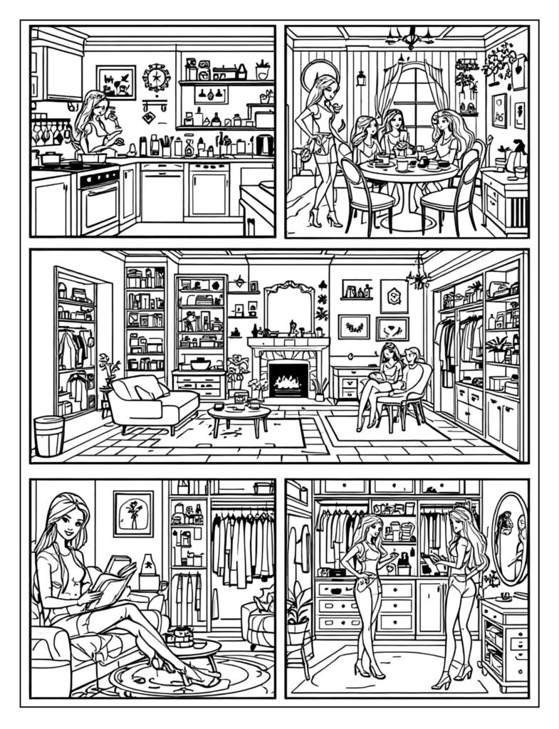 Composite Barbie Full Dreamhouse Scene coloring page


