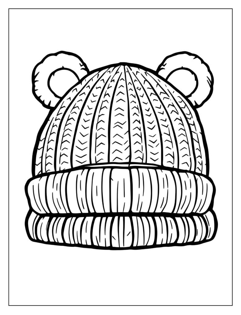 Knit hat with two small, rounded bear ears sewn on top.