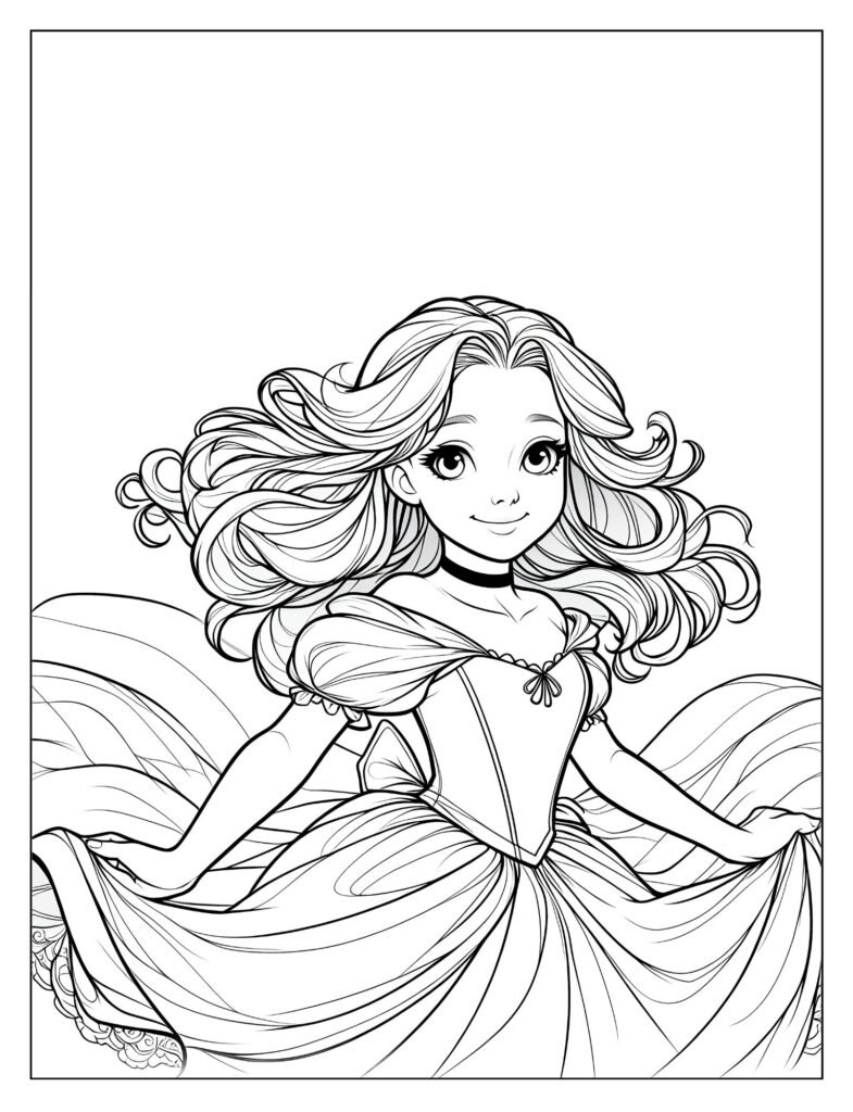 A portrait of Cinderella, emphasizing her beauty and grace.