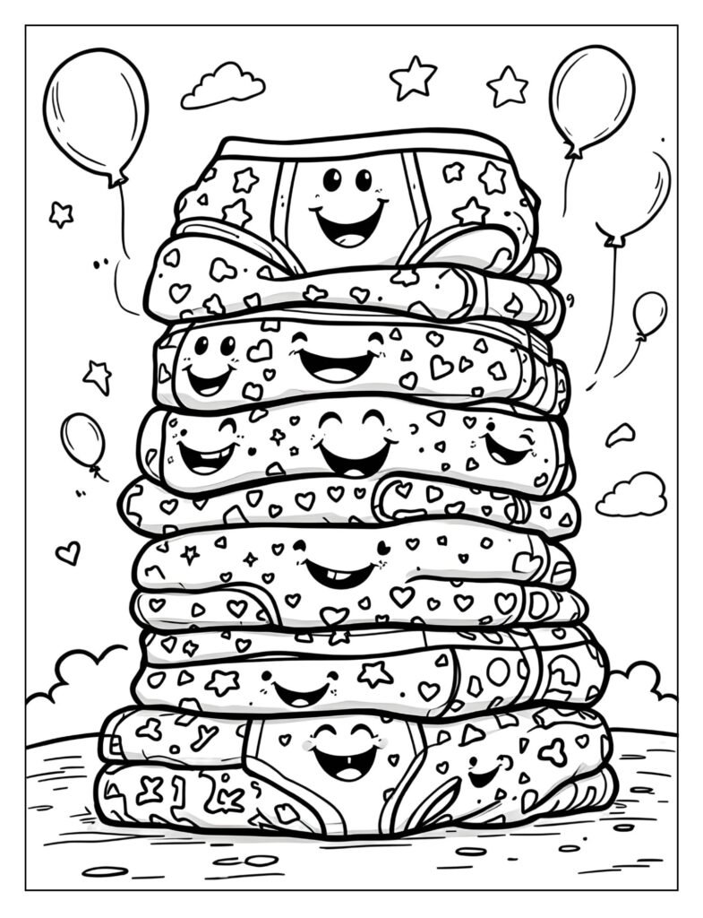 A pile of clean, colorful big kid underwear with happy faces.