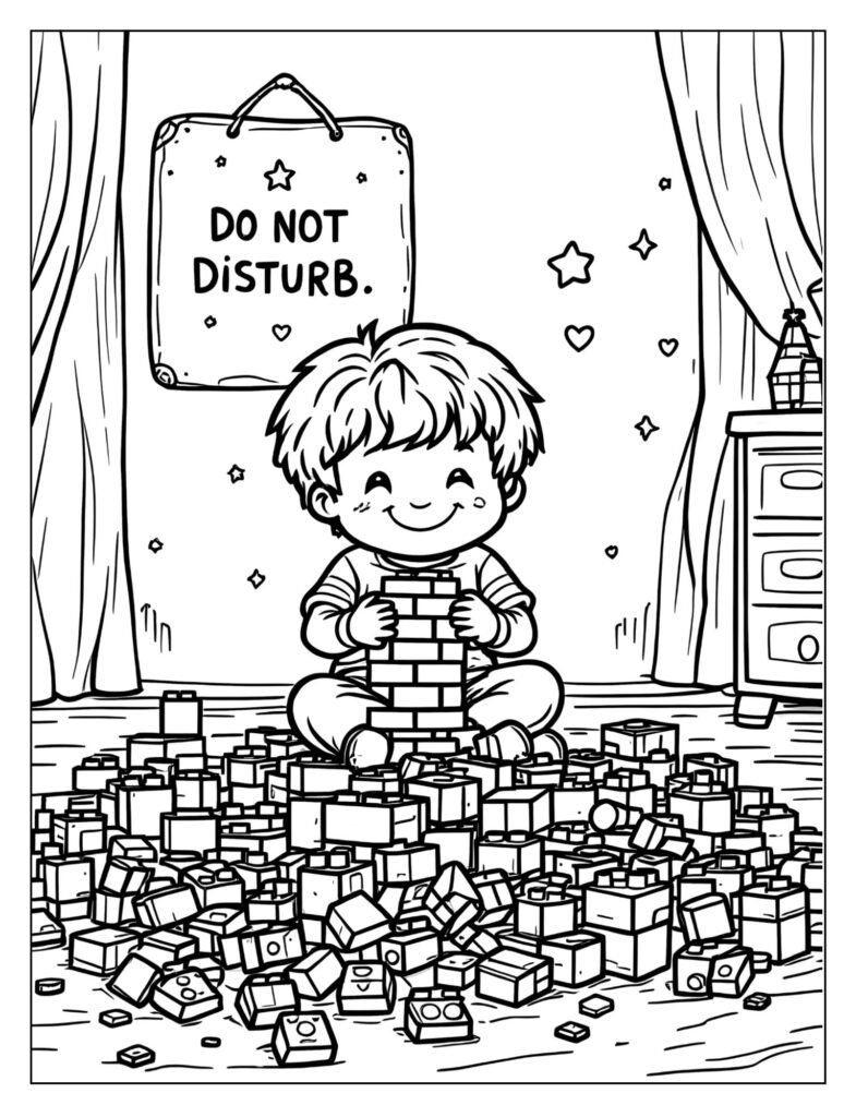 A child building a castle with blocks.
