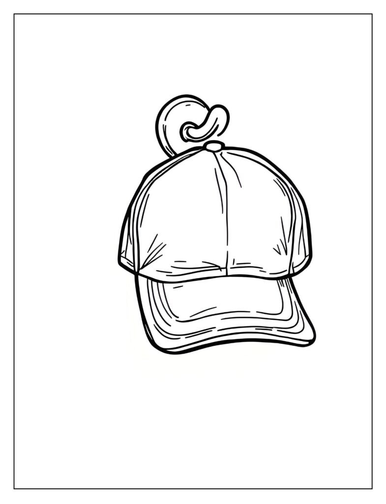 A single baseball cap hanging neatly from a simple wall hook, casting a slight shadow.