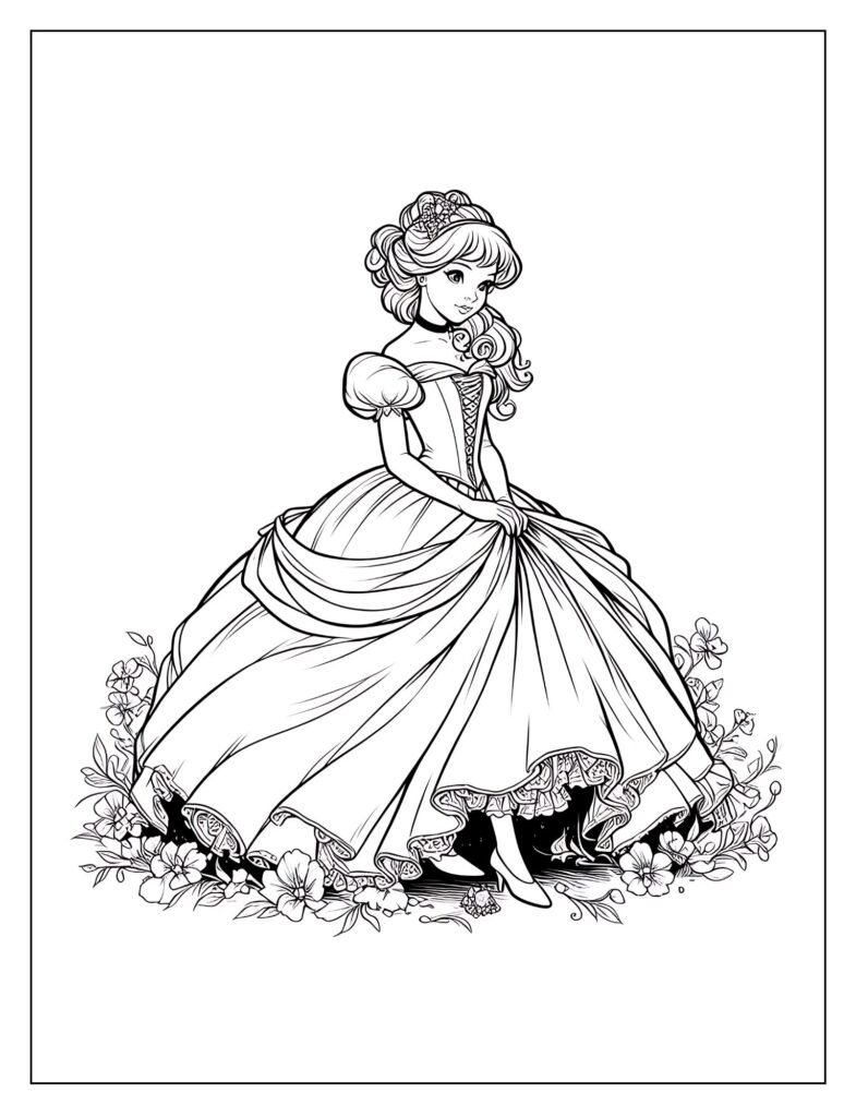 A young woman in a simple dress, looking longingly at a beautiful ballgown hanging in a dusty attic.