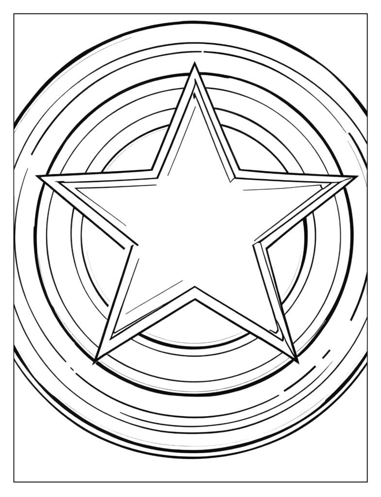 Extreme close-up view focusing only on the large white five-pointed star in the center of the shield.