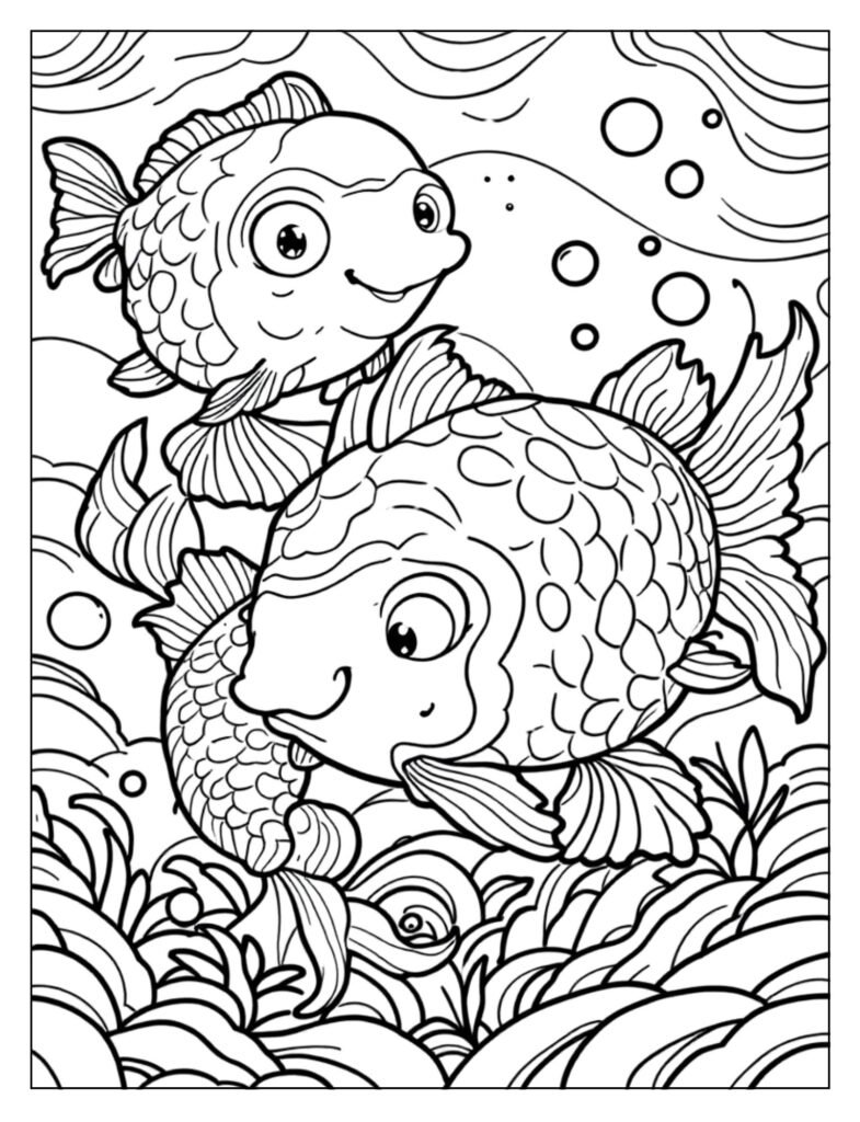 A detailed koi fish template with intricate scale patterns.


