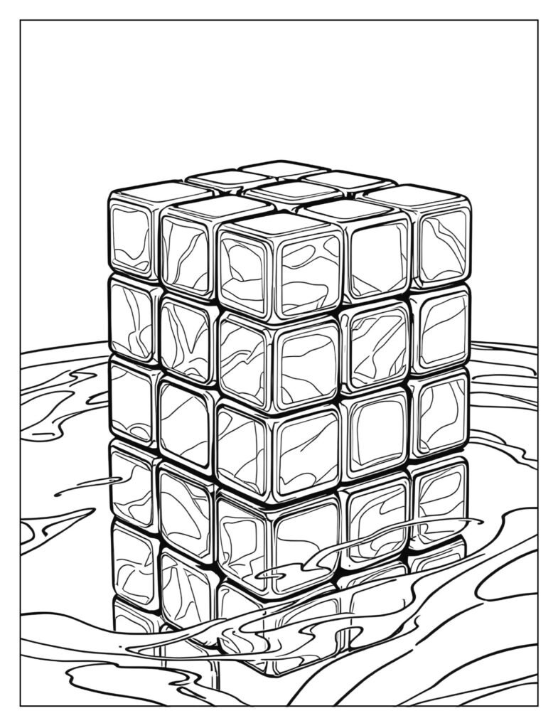Solved 3x3x3 Rubik's Cube resting on a glossy surface, showing a clear reflection of its colors.