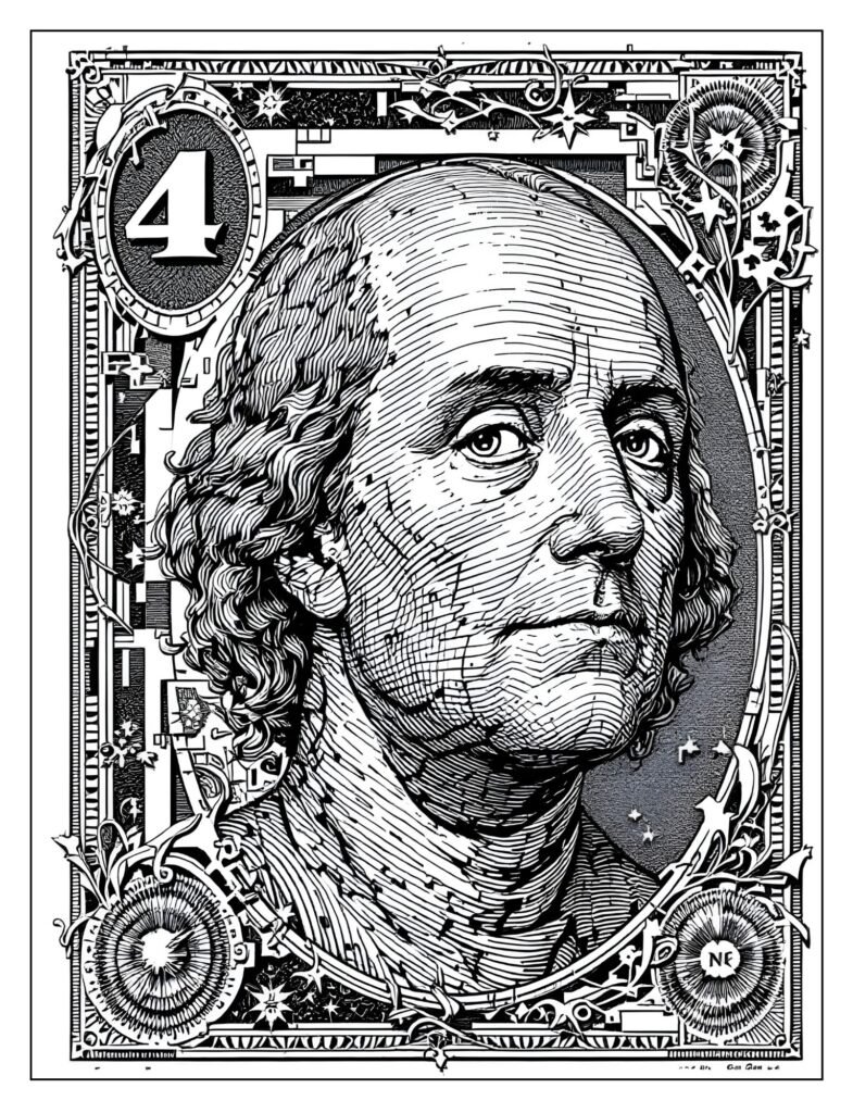 Cross-section of the bill's paper, showing exaggerated, detailed engraving lines to emphasize texture.