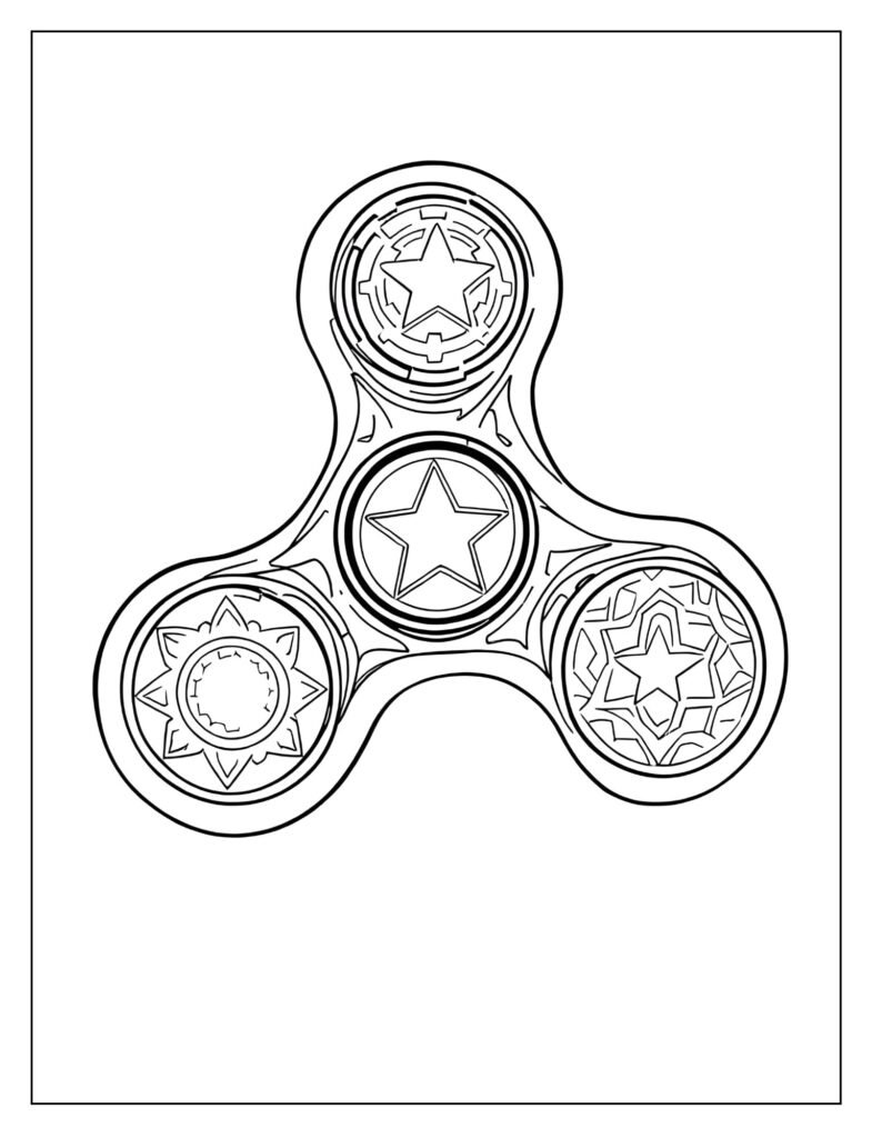 Detailed view of a three-arm fidget spinner with a custom etched image on its center cap.
