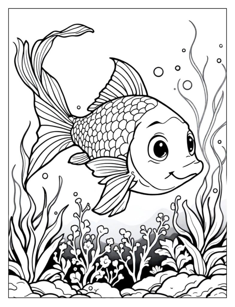 Cute koi fish posing with a friendly smile.