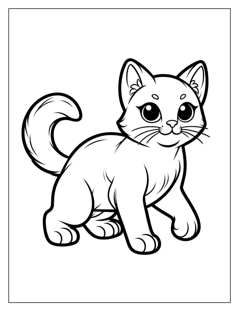A cat walking gracefully with a confident stride.