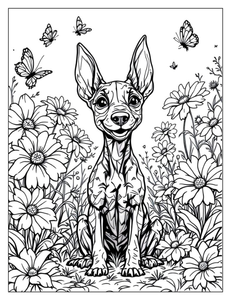A Doberman in an outdoor setting, such as a field or meadow.
