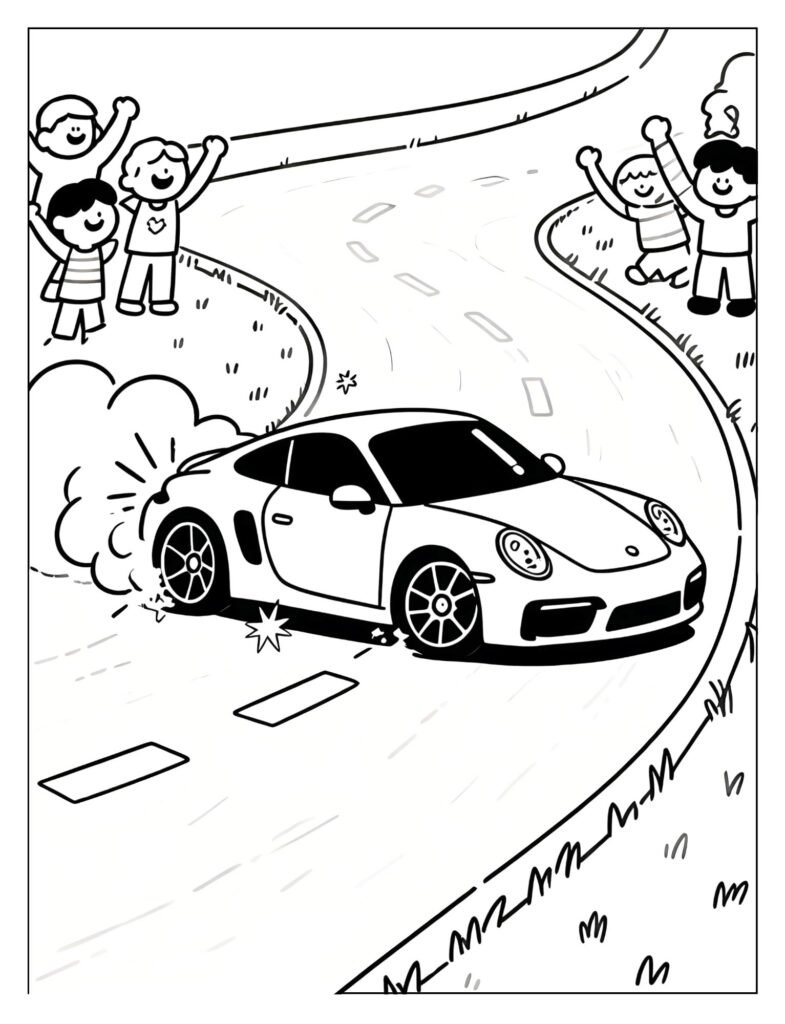A car drifting with sparks flying from its wheels.