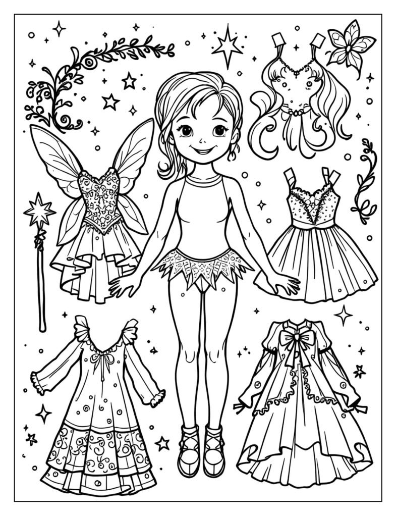A paper doll with fairy wings and a wand.