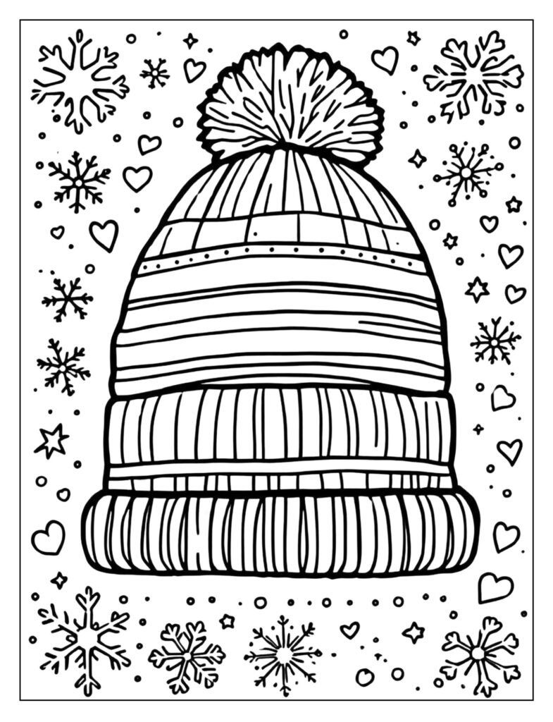 Long, slightly slouchy beanie with thick horizontal stripes of varying widths.