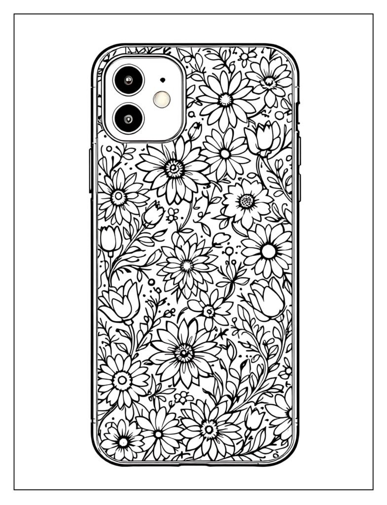 A phone case with a floral pattern.