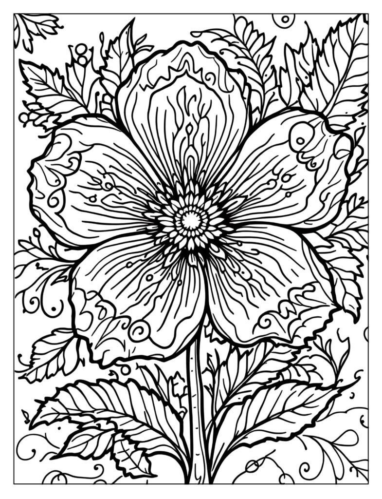 A close-up drawing of a flower's petals with a pattern.