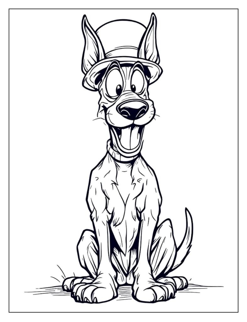A humorous image of a Doberman, designed to evoke laughter.