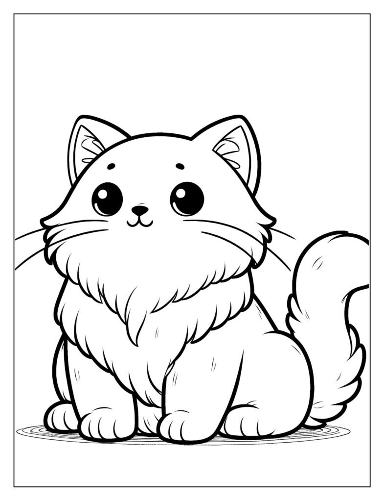 A cat with thick, fluffy fur, looking soft and cuddly.