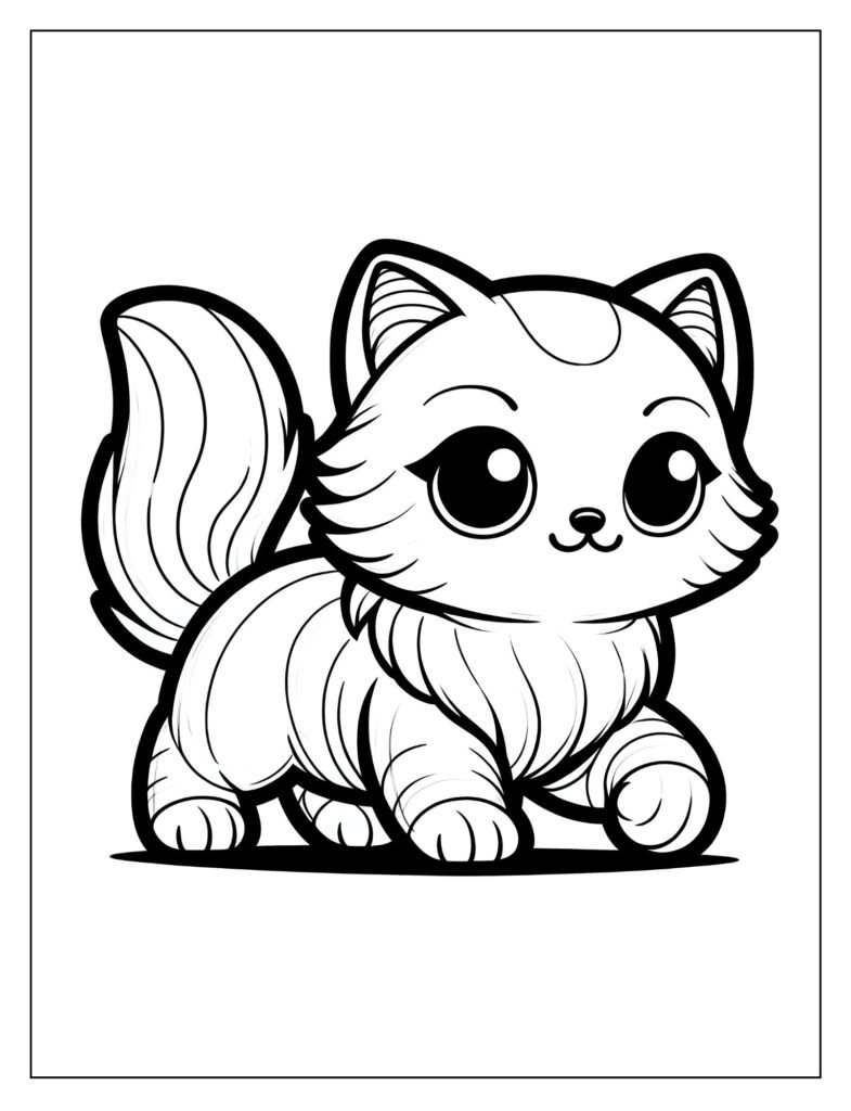 A fluffy cat with a sweet and innocent expression.