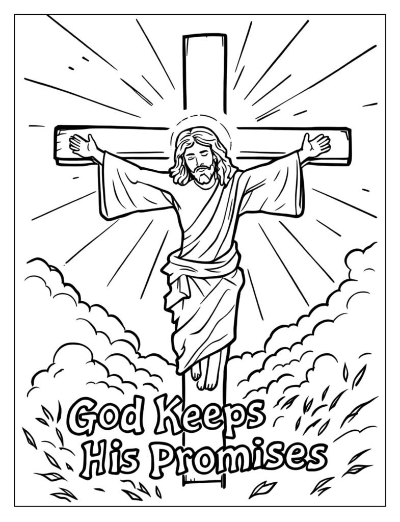 Jesus on the cross with a glowing light around him.