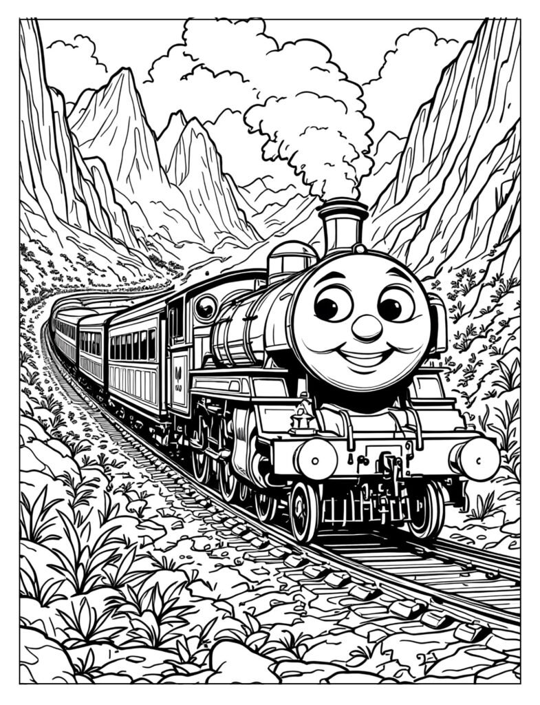 Gordon the big engine pulling express coaches coloring page