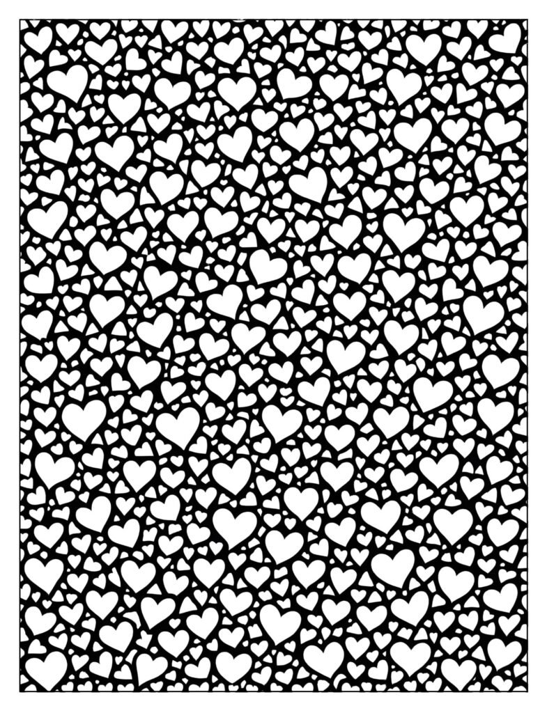 A background image densely covered with tiny, scattered heart shapes like confetti.