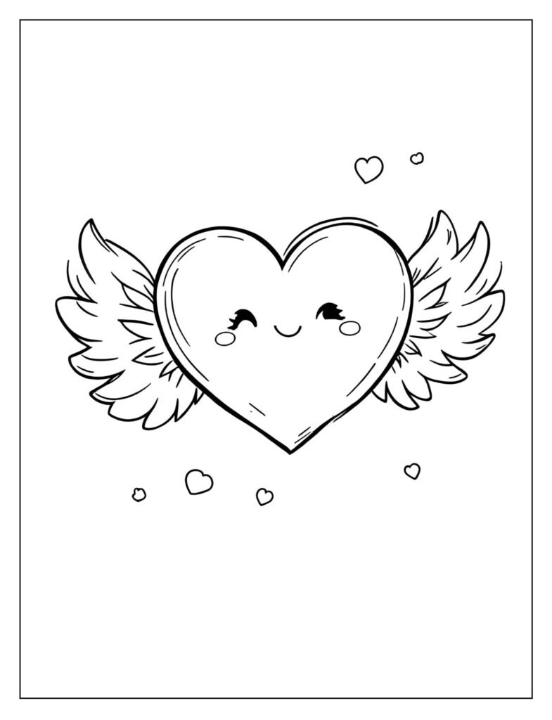 A small heart with a pair of simple, cartoon wings attached to its sides.

