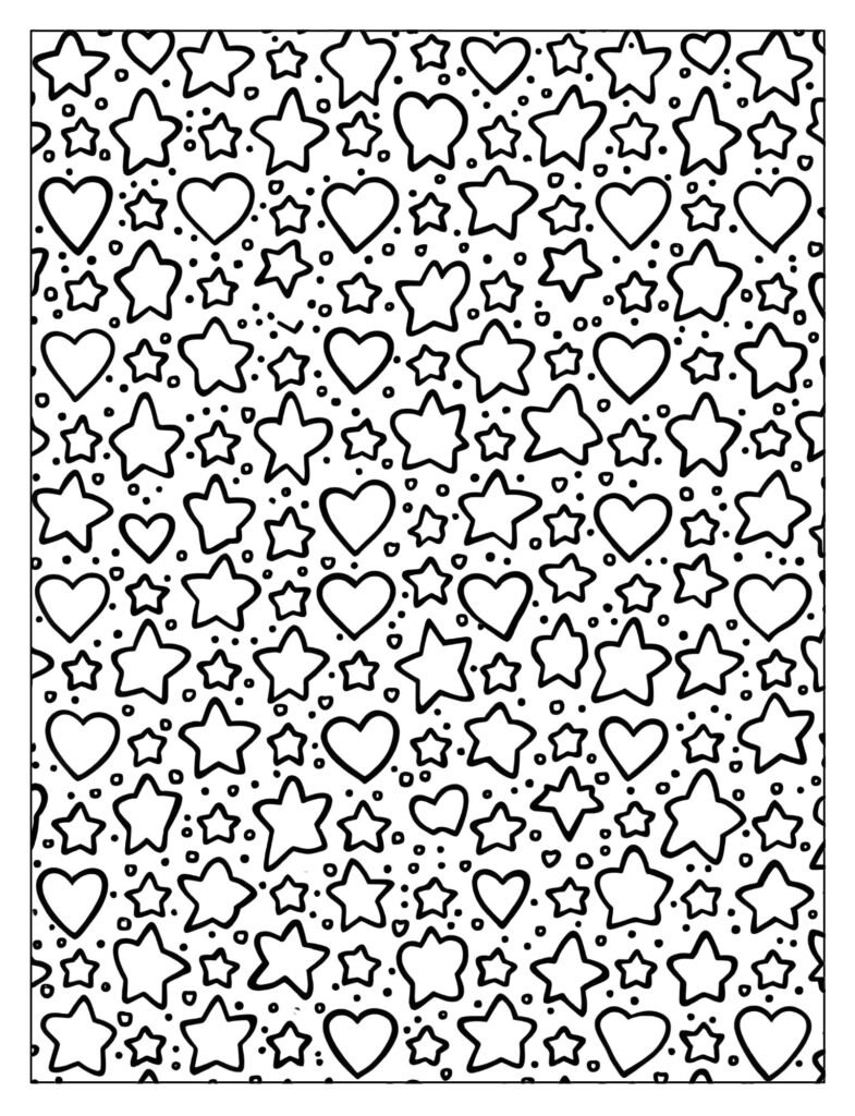 A background pattern of small hearts alternating with small stars.