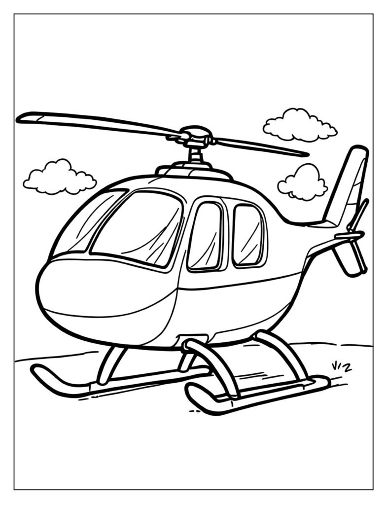 Simple helicopter with spinning propeller coloring page