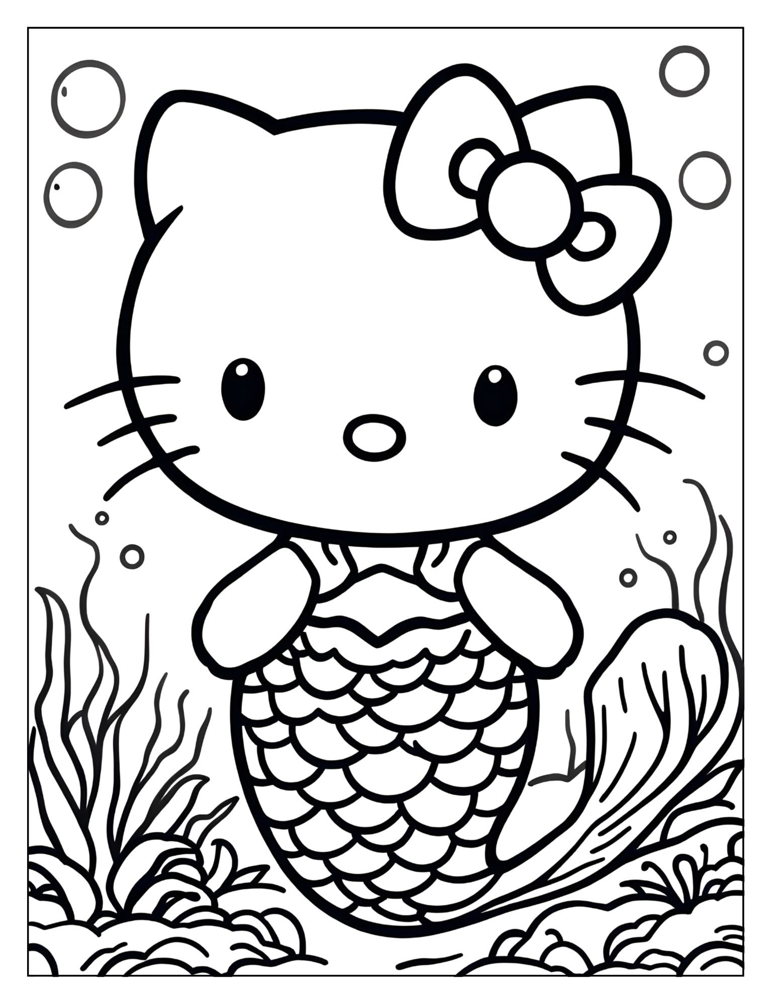 hello kitty mermaid coloring page – Image 11