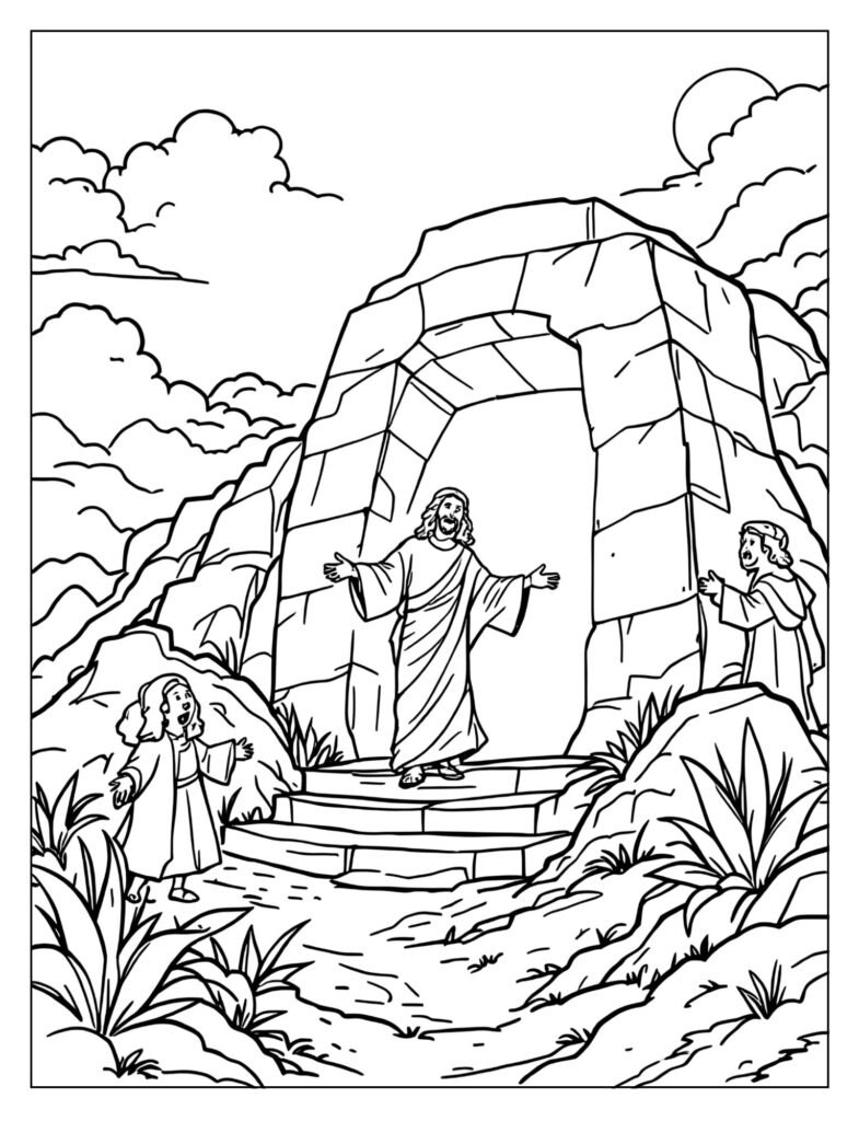 Hope's Victory Jesus over death coloring page