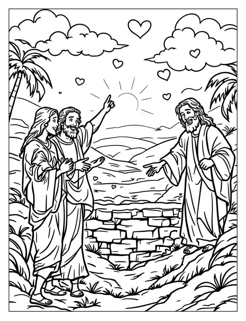 Disciples spreading Gospel Into All the World coloring page