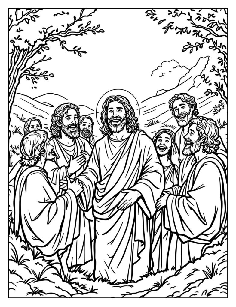Jesus appears to disciples after resurrection coloring page