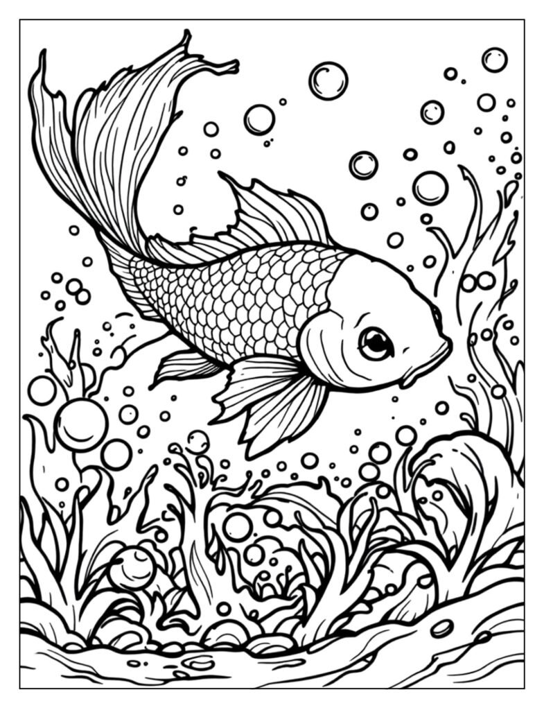 A koi fish with motion lines swimming gracefully.