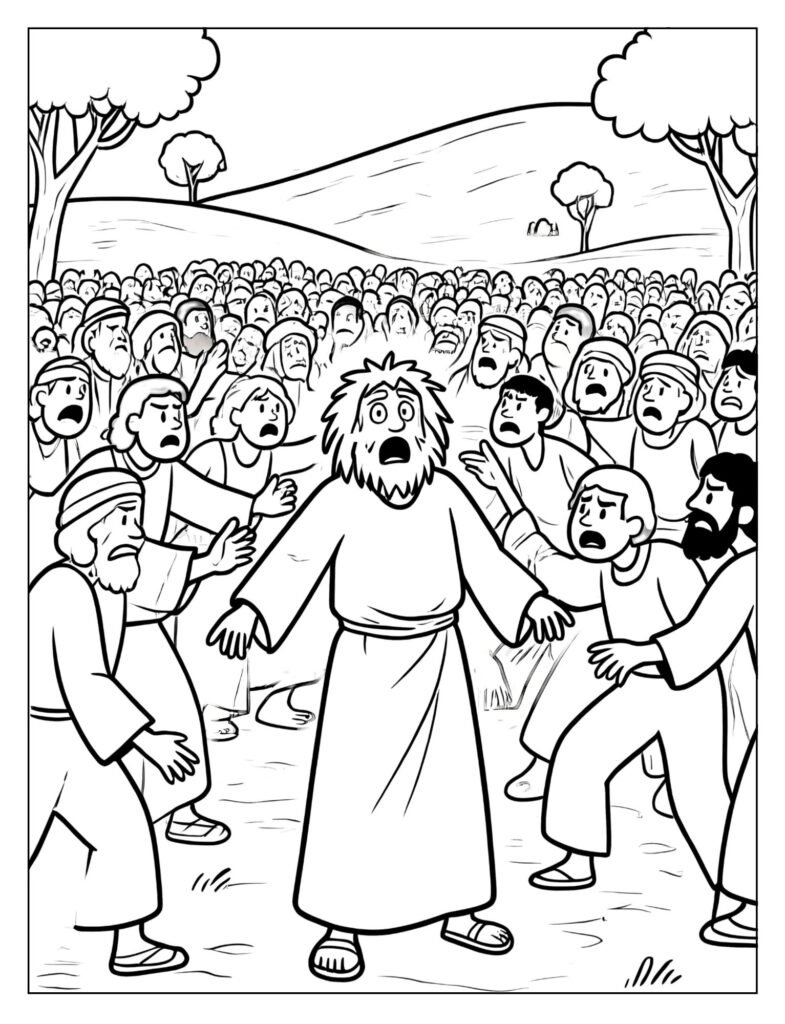 Korihor being trampled to death by a group of people.