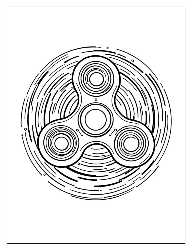 Fidget spinner in a dark setting with circles of light coming from LED lights on the arms.