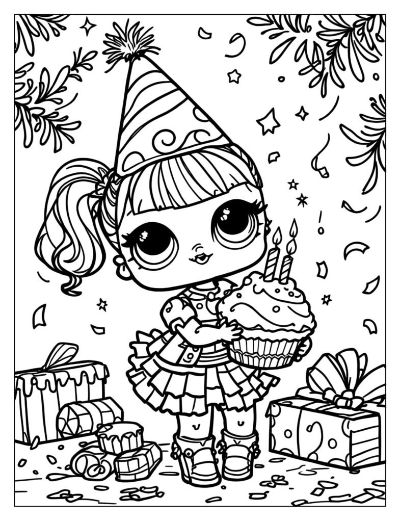 An LOL Surprise Doll surrounded by splashes of paint, crayons, and other art supplies, inspiring creativity.