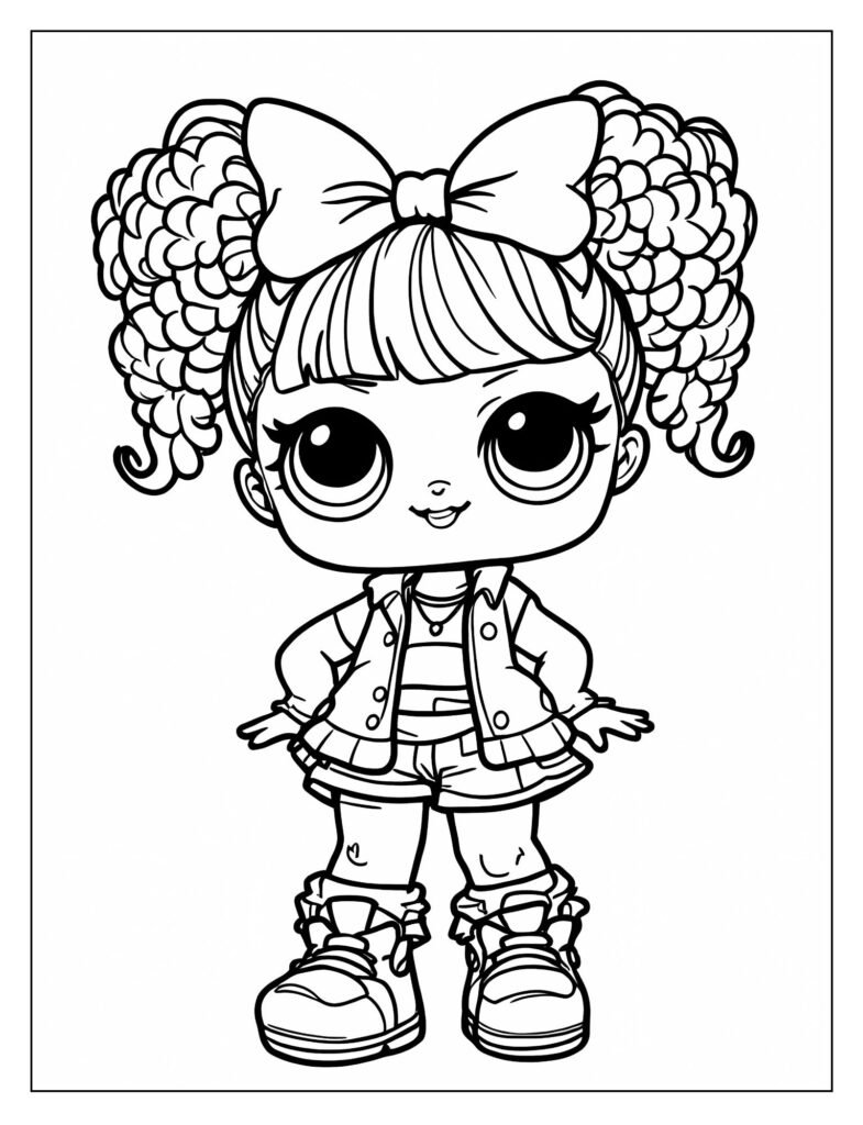 An LOL Surprise Doll emerging from multiple layers of wrapping or surprise elements, showing the unboxing process.

